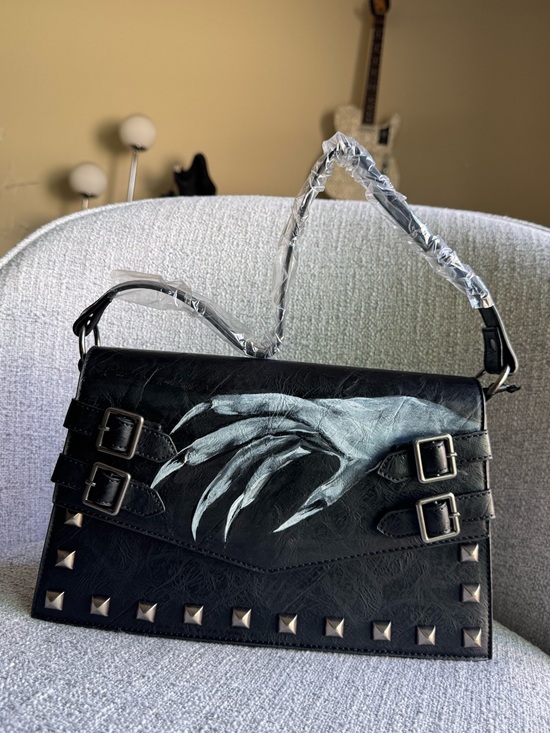 Killstar Handbags - Black Hand-Painted Nosferatu Hand Shoulder Bag